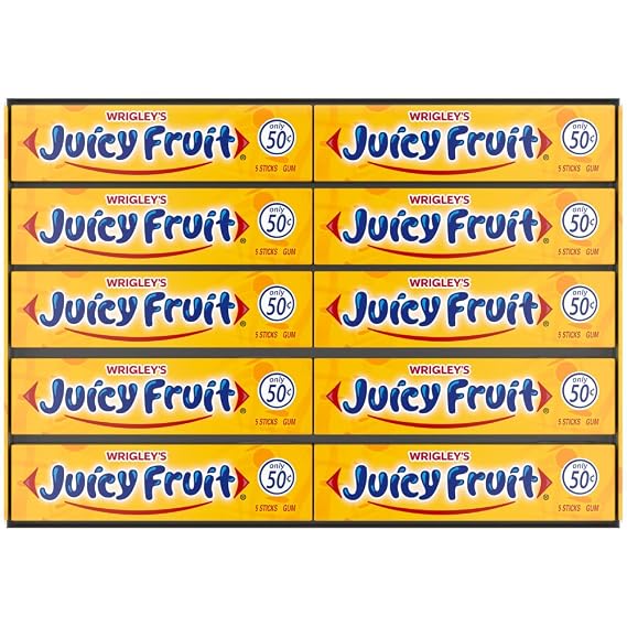 JUICY FRUIT Gum WRIGLEY'S Chewing Gum Bulk Pack, 5 Stick (Pack of 40) | Classic flavor, multi-pack gum, shareable portable bulk gum pack, 200 sticks, on-the-go travel snack