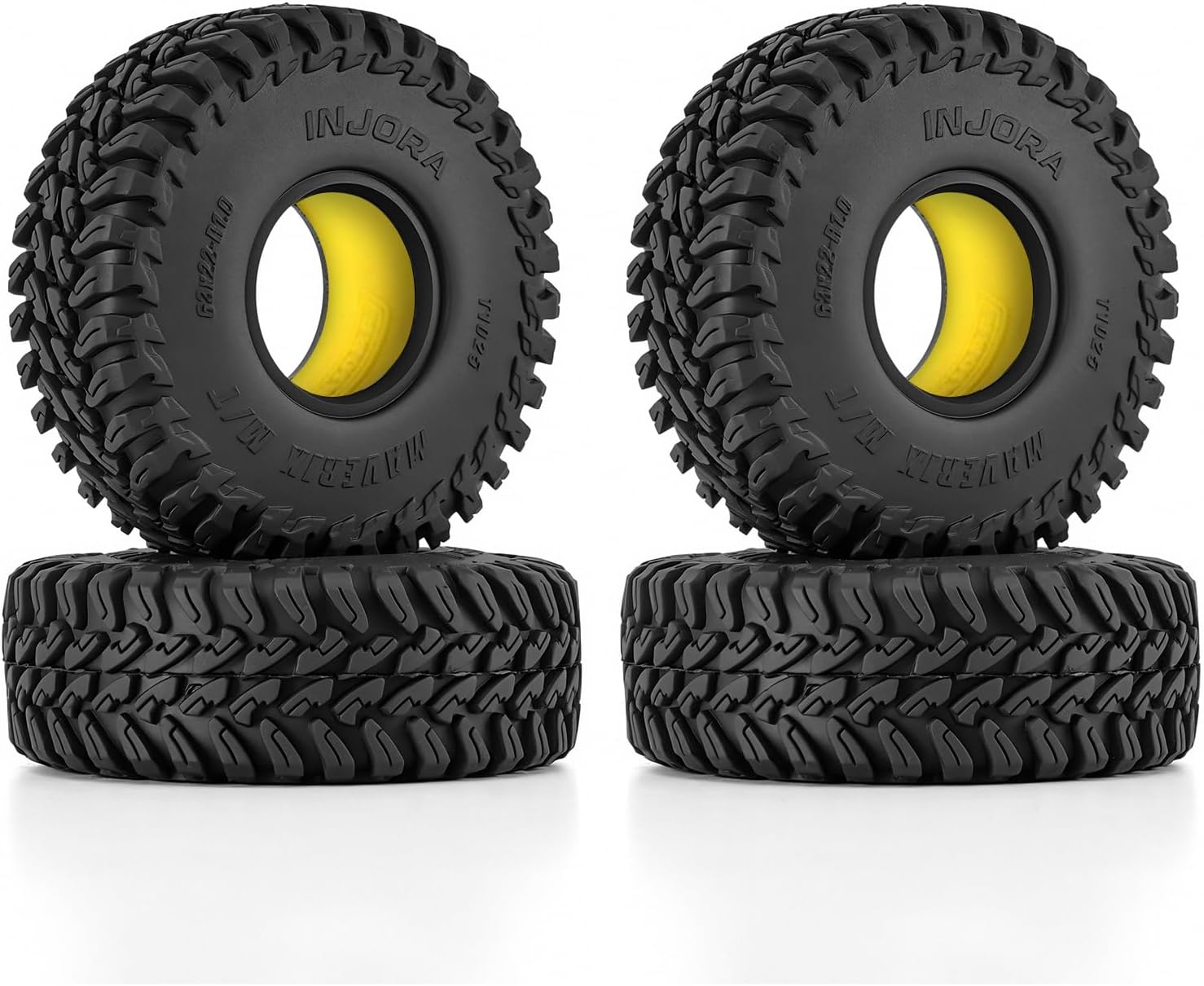 INJORA 63  22mm 1.0 MAVERIX MT Tires and Silicone Rubber Inserts for TRX4M SCX24 118 124 RC Crawlers Upgrade