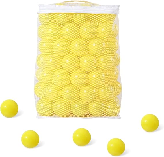 Ball Pit Balls for Kids, Plastic Refill 2.2 Inch Balls, 100 Pack, Bright Colors, Phthalate and BPA Free, Includes a Reusable Storage Bag with Zipper
