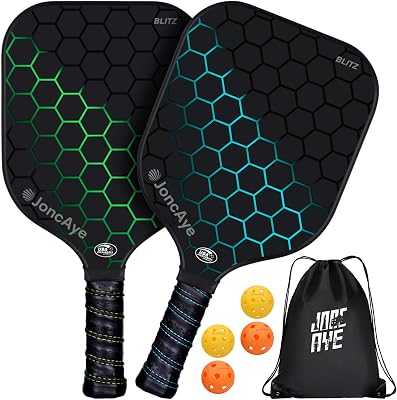 JoncAye Pickleball-Paddles-Set of 4 or 2 Rackets with Balls and Bag | USAPA Approved Pickle-Ball Equipment with Accessories | FiberglassGraphite Pickleball Racquet Set for Men, Women, Kids, Adults