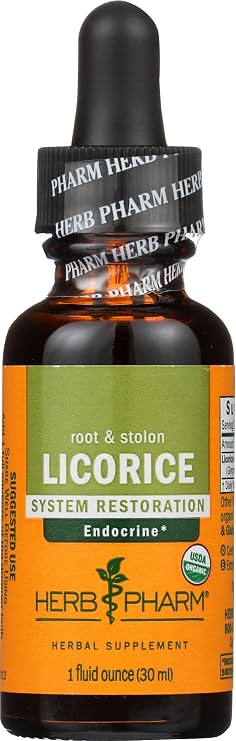 Herb Pharm Certified Organic Licorice Liquid Extract for Endocrine System Support - 1 Ounce (DLIC01)