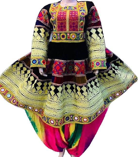 Afghan Kuchi Handmade Party/wedding three pieces Multicolor charma Dozi Antique style Velvet Frocks