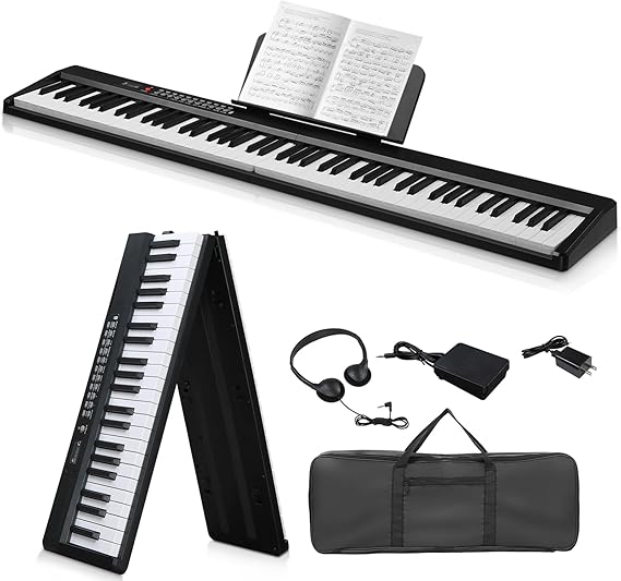 Ktaxon Foldable Piano Keyboard 88 Key Electronic Keyboard Piano (Black)