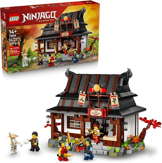 LEGO NINJAGO Dört Silah Demircisi 15. Yıl Dönümü 71858 | 14 Yaş ve Üzeri Çocuklar için Ray ve Toprak Ustası Minifigürleri İçeren Oyuncak Yapım Seti, Hediye Fikri (1259 Parça)