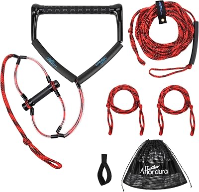 Affordura Wakeboard Rope 75 Feet Water Ski Rope with Handle Ski Ropes for Watersports, Ski Tow Rope for Tubing 4 Sections Tube Tow Rope for Watersports, Storage Bag Included