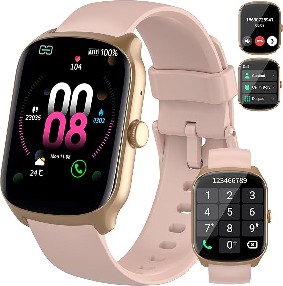 Qecnato Smart Watch for Men Women, 1.95" HD Curved Screen Smartwatch, Heart Rate/Sleep Monitor Fitness Watches, 112+ Sports Modes Activity Trackers, IP68 Waterproof Watch for Android iOS, Pink