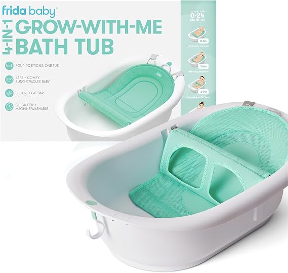 Frida Baby 4-in-1 Grow-with-Me Bath Tub| Transforms Infant Bathtub to Toddler Bath Seat with Backrest for Assisted Sitting in Tub