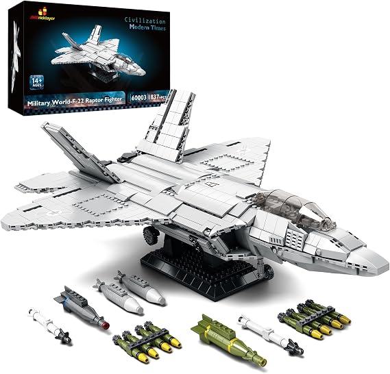 JMBricklayer F-22 Raptor Fighter Jet Model, Military Airplane Building Set