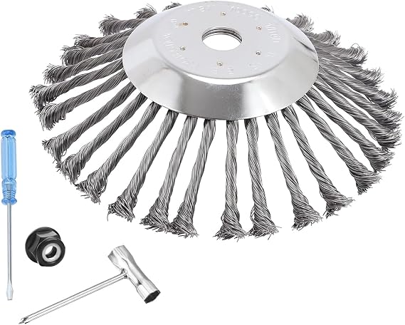 Viabrico 10 Inch Unbreakable Wired Trimmer Blade, Steel Wire Cutter Trimmer Head, Wire Rotary Brush Weed Trimmer Head, Weed Eater Head with Adapter Kit for Moss Grass Rust Removal