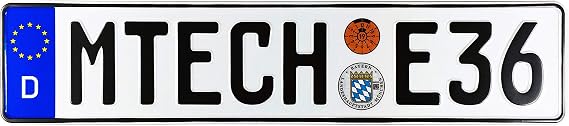 Compatible with BMW MTECH E36 German License Plate