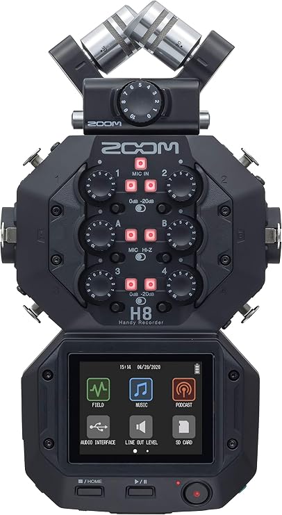 Zoom H8 Recorder for Musicians, Podcasters & Filmmakers | Filmmakers and Podcasters with Stereo Microphones, 6 Inputs, 12 Tracks, Touchscreen, USB Audio Interface, Battery Powered