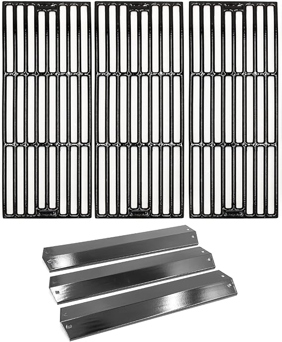 Grill Parts for Chargriller 5050 5650 3001 3072 3008 5072 5252 | Fits King Griller 3008 5252, Porcelain Coated Cast Iron Grates and Heat Plates, Easy to Clean