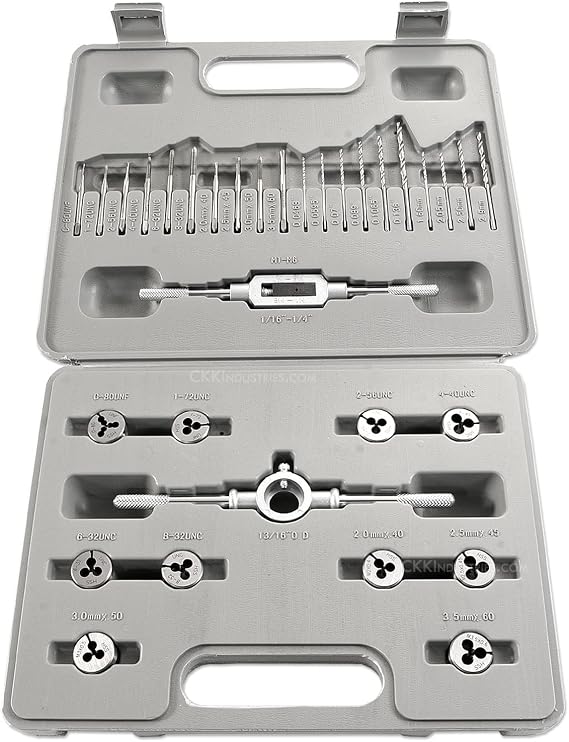 Knife & Gun Making Tap & Die Kit - UNF Standard/Metric - 33 Piece Micro Thread Set - (Drills/Taps/Dies/Handles) - (w/case) - USA Design - (by KnifeKits)