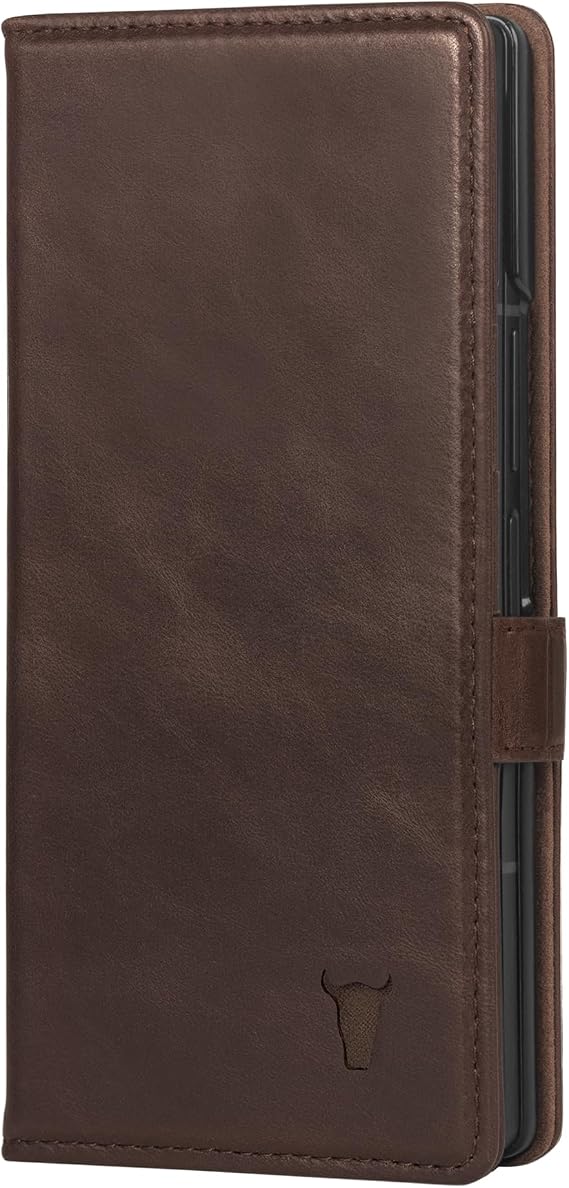 TORRO Case Compatible with Samsung Galaxy Z Fold7 2025 Premium Leather Wallet Case with Stand Function and Card Slots (Dark Brown)