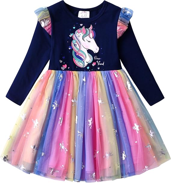 VIKITA Girls Dresses Winter Long Sleeve Party Gifts for Girls 3-7 Years
