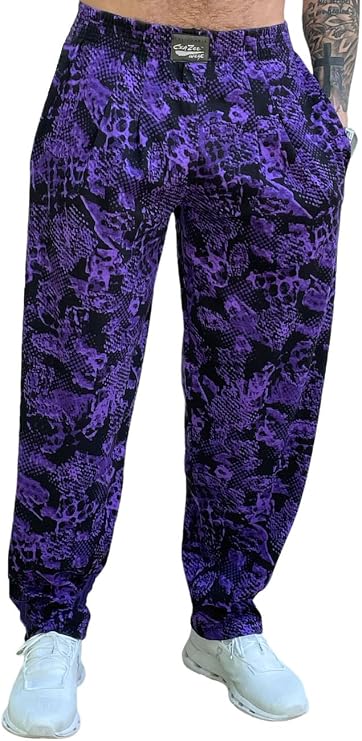 Mens/Women Baggy Workout Bodybuilder Active wear Pants in Our Purple Rain Design