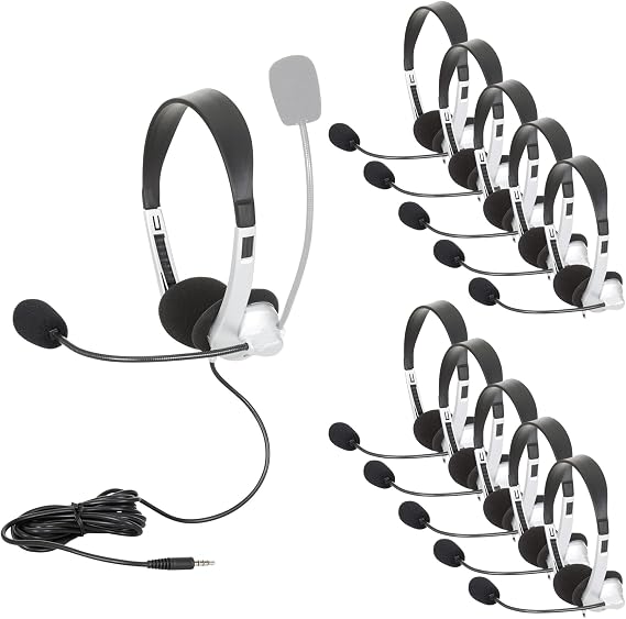 Egghead EGG-IAG-1007TRSS-10-PK-SO Mobile-Ready Multimedia Headset, Black/Silver (Pack of 10)