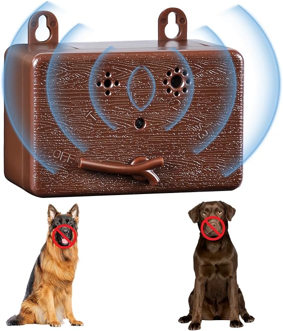 Anti Barking Device for Dog Bark Deterrent Device Bark Device Dog Stop Barking Ultrasonic Devices with 3 Range Modes for Large, Medium, Small Dogs(Brown)