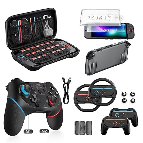 Pro Controller Accessories Bundle for Nintendo Switch 2, 17-in-1 Game Kit