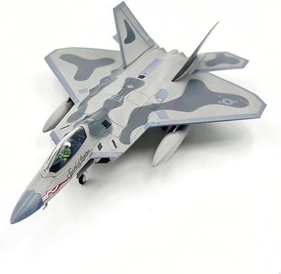 1/100 F22 Raptor Fighter Jet Model, Pre-Assembled Metal Diecast Aircraft, Highly Simulation Airplane Models for Collection or Gift.