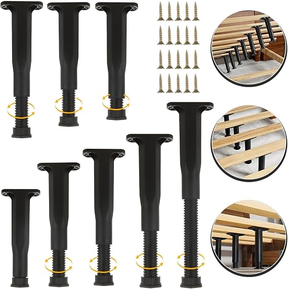 8 Pack Bed Support Legs 8.2-14.7 Inch Height Adjustable Bed Frame Support Legs, Heavy Duty Bed Frame Legs Replacement Center Support for King Queen Bed Slats