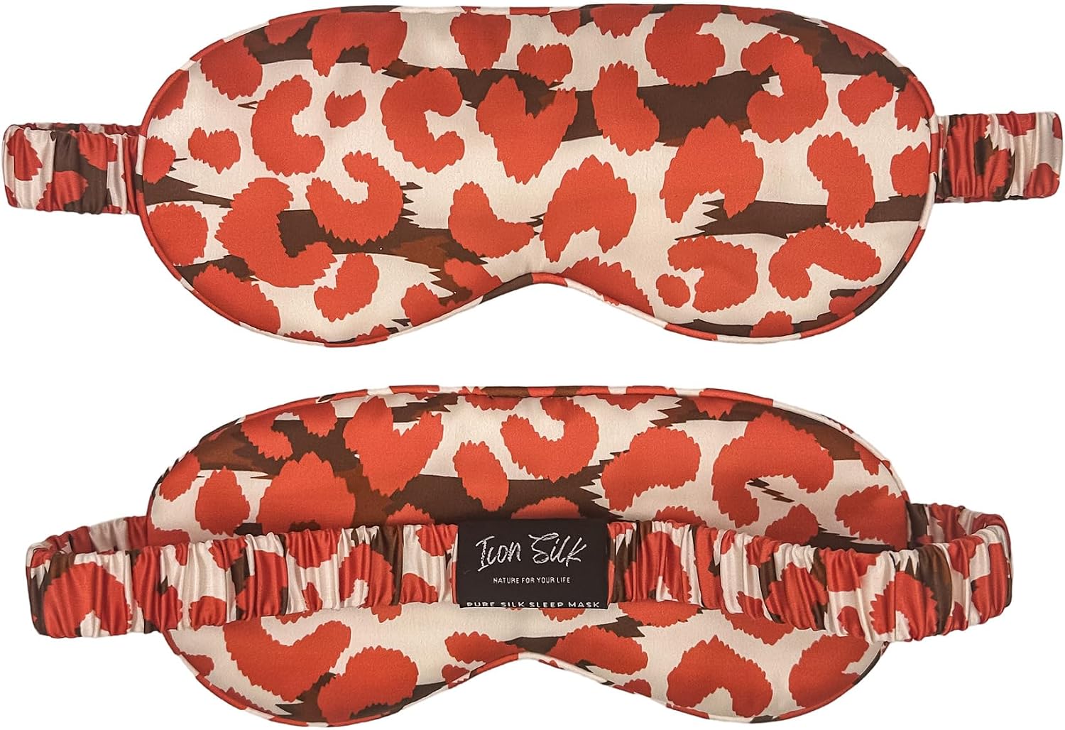ICON SILK 100% Pure Silk Sleeping Mask Eyepatch (Red Leopard)