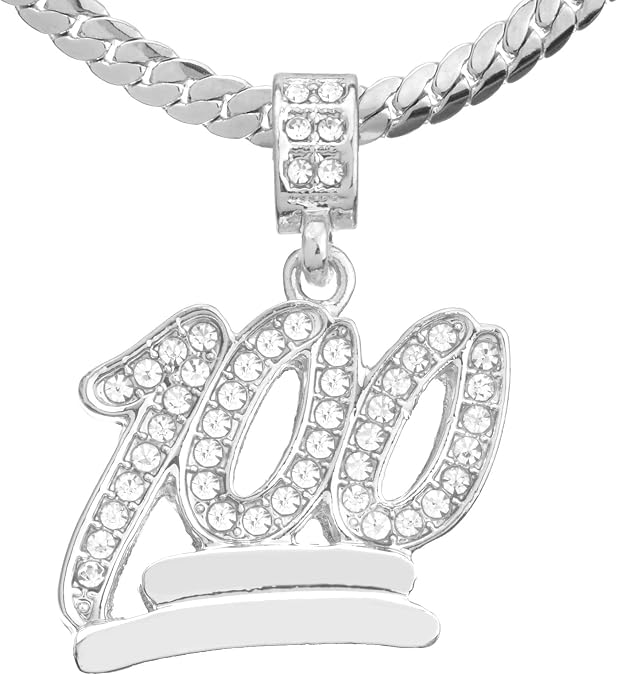 Hip Hop Iced 100 Emoji Pendant 20" or 24" Miami Cuban Chain Necklace MCP 1068