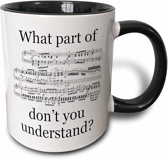 3dRose 11oz Coffee Mug - Two-Tone Black Musician's Funny Quotes, Music Note Gifts, Music Mugs, Unique Artist Gifts