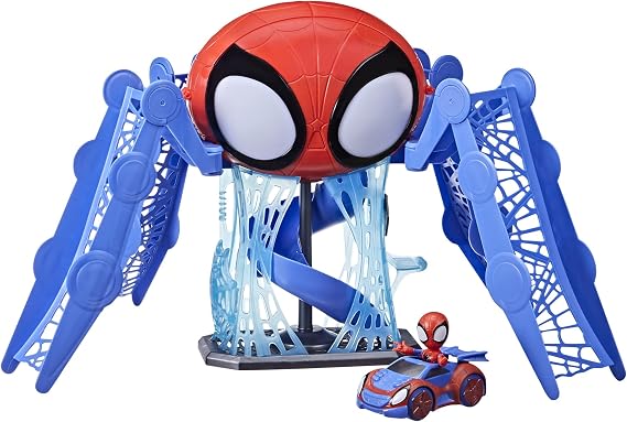 Marvel Spidey and His Amazing Friends Web-Quarters Playset with Lights and Sounds, Includes Spidey Action Figure and Toy Car, for Kids Ages 3 and Up,F1461