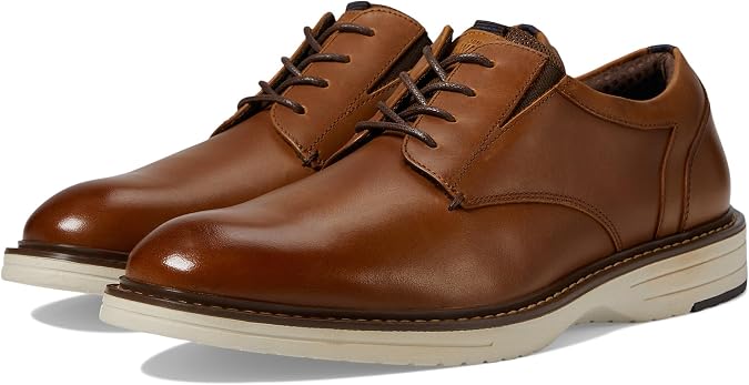 Nunn Bush Griff Plain Toe Oxford Lightweight and Comfortable for All Occasions Leather Lace Up