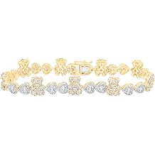 Jewels By Lux 10kt Yellow Gold 3 1/3 Cttw Natural Diamond Teddybear Heart Bracelet, Length: 7 Inch