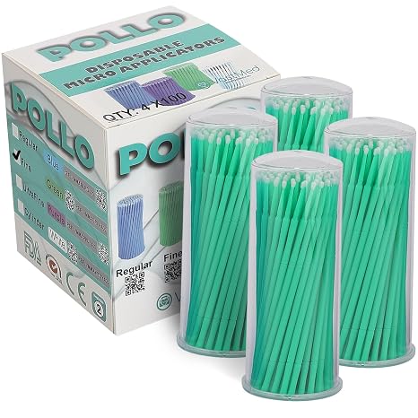 400 Pcs Dental Micro Applicators Brushes Disposable Microbrush Applicators Microswabs for Eyelash Extensions - Green