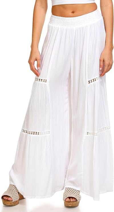 Angie Women's Angie Women's Wide Leg Pants with Leg Inserts