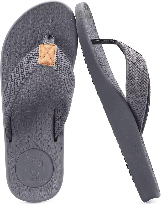 KuaiLu Flip Flops Men's Non-Slip Summer Flip Flops Toe Separator