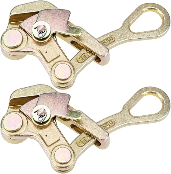 QWORK Wire Pulling Tool, 2 Pack 1 Ton (2204 Lbs) Cable Grip Wire Gripper, Steel Cable Puller Tool for 2.5-16mm Wire Rope