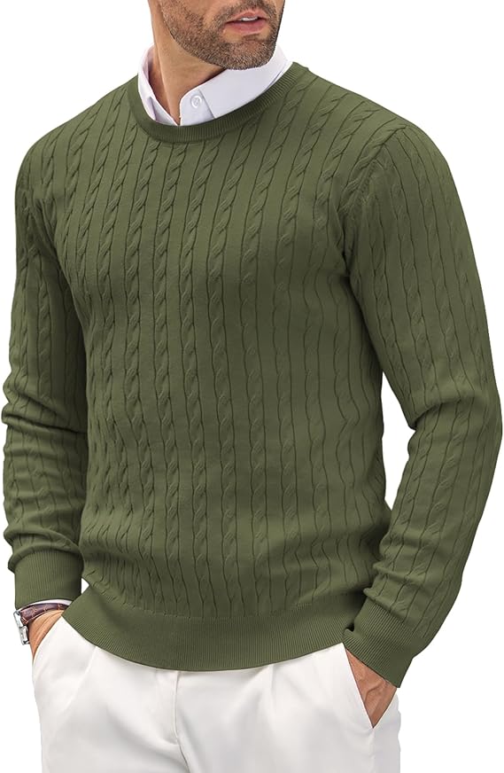 COOFANDY Men's Crew Neck Sweater Slim Fit Lightweight Sweatshirts Knitted Pullover for Casual Or Dressy Wear