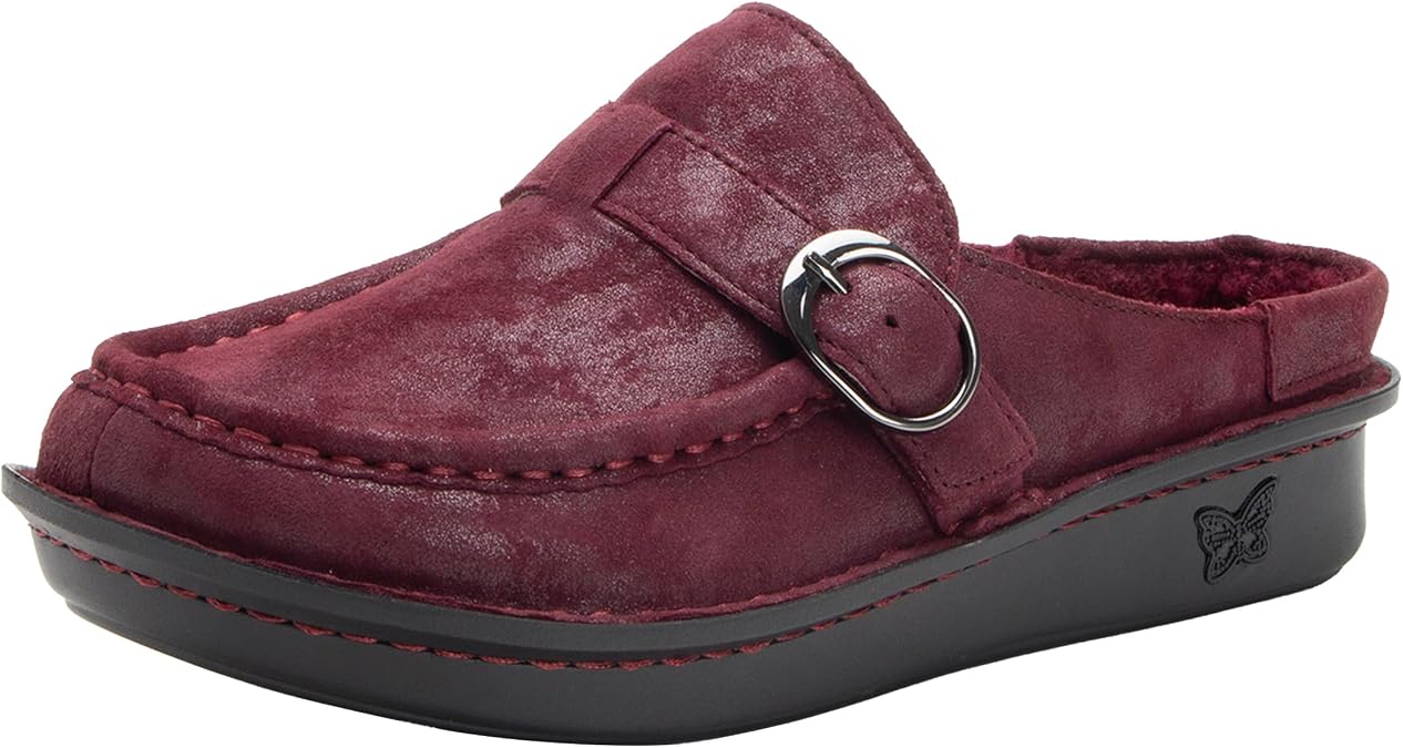 Alegria Women's Brigid Leather Moc Toe Open Back Clog with Heel Cup