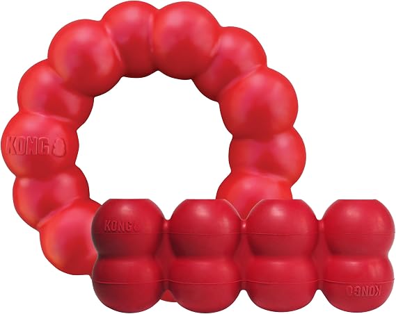 KONG Ring and Goodie Ribbon, Durable Rubber Dog Toys, for Medium Dogs