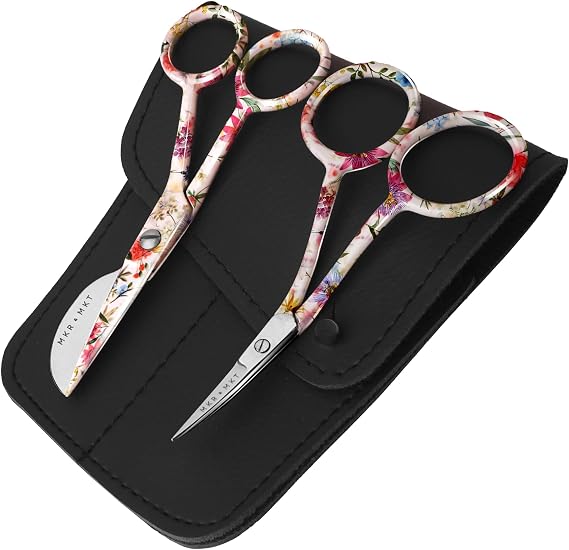 Applique Embroidery Scissors Set - Duckbill & Needlepoint, 4.5", Floral | Machine Embroidery, Sewing & Quilting - Precision Cutting for Fabric & Thread, Stainless Steel Shears