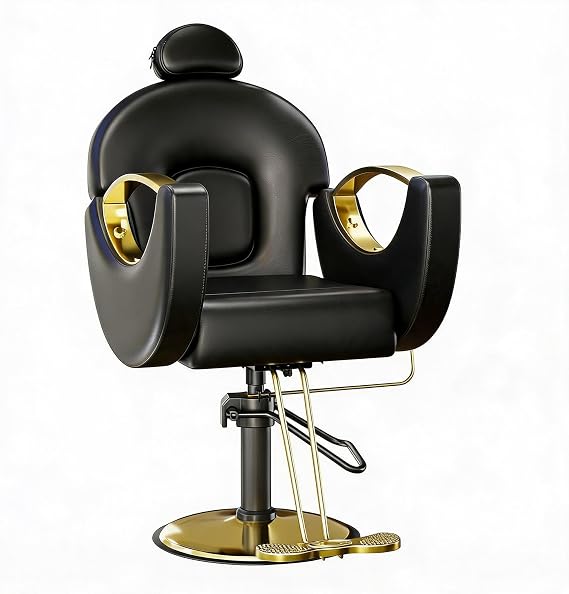 Hydraulic Barber Chair, 360 Swivel & Height Adjustable Reclining Salon Chair with Foot Rest, Multi-Functional Hairdressing Armchair for Barbershop and Home Use