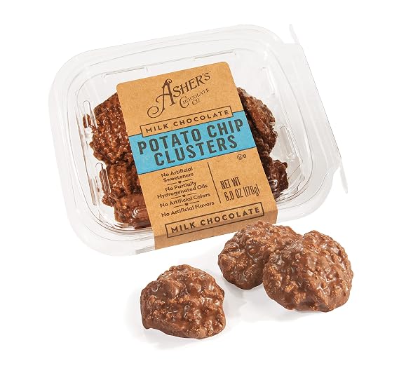 Asher's Chocolate Company, Delicious Chocolate Potato Chip Clusters, Made from the Finest Kosher Chocolate, Family Owned Since 1892 (6oz, Milk Chocolate)