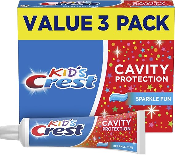 Kids Cavity Protection Toothpaste, Sparkle Fun Flavor, 4.6 oz Triple Pack