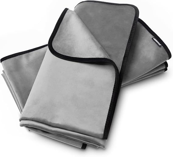 Liberator Fascinator Throw - Moisture-Proof Sensual Blanket Bundle, Small Size Two Pack, Microvelvet Grey