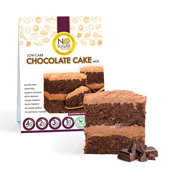Low Carb Chocolate Cake Mix, Gluten-Free & Plant-Based Keto Baking Mix, High Protein, High Fiber, Natural, No Artificial Flavors, Dairy-Free & Paleo-Friendly, No Added Sugar, 13.1 oz - No Sugar Aloud