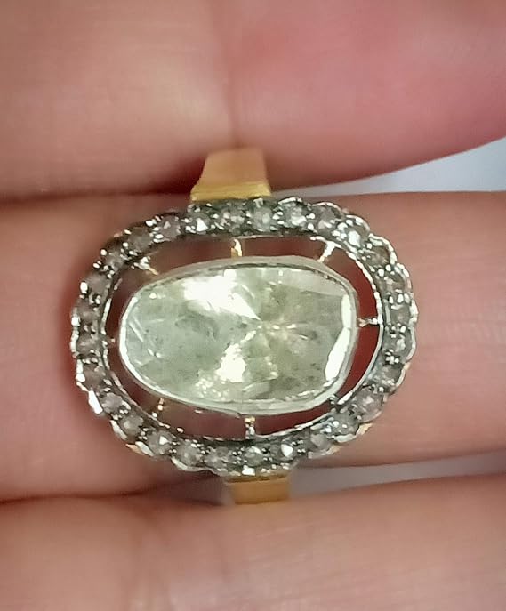 925 Silver Handmade Ring Rose Cut Diamond Ring Polki Ring Beautiful Designer Diamond Ring