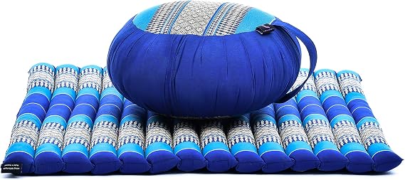 Leewadee Meditation Cushion Set 1 Round Zafu Meditation Pillow and 1 Square Roll-Up Zabuton Meditation Mat, Pillows Bundle Filled with Kapok
