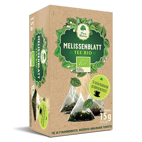 Organic Lemon Balm Leaf Tea in Biodegradable Pyramids / Natural Infusions for Relaxation Health and Harmony with Nature / Balm Tea / Organic Lemon Balm / Herbal Tea / (15 x 1 g)