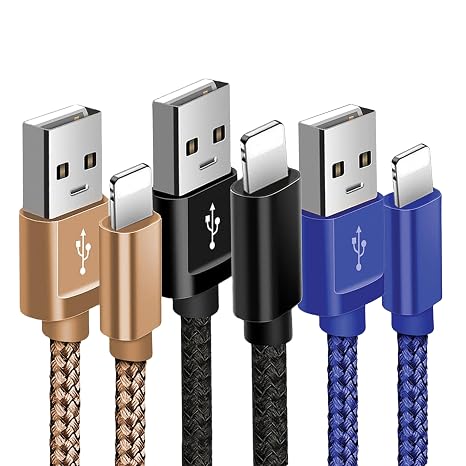 Brand-Tech for iphone Charger Cable 3 Pack Certified USB Cable Nylon Braided Long Phone Lead Fast Charger Cables For iPhone 14 pro max 14 13 pro 12 11
