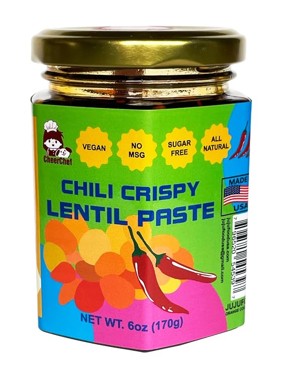Chili Crispy Lentil Paste-gourmets and chili lovers must, spicy and tasty, vegetarian and gluten free, made in USA with unique fusion of American and Asian flavors