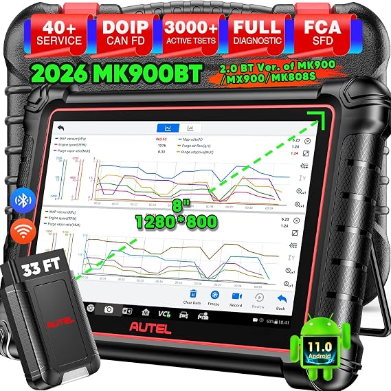 Autel Scanner MaxiCOM MK900BT 2026 MK900-BT 8" V2.0 Bi-Directional Tool